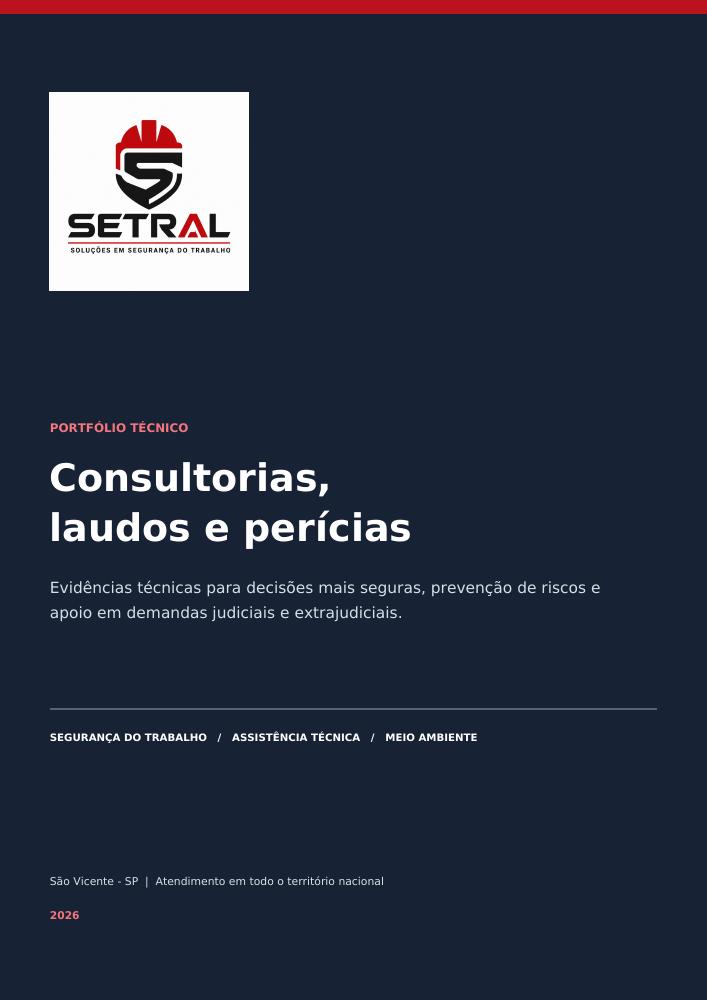 Capa do portfólio de consultorias, laudos e perícias