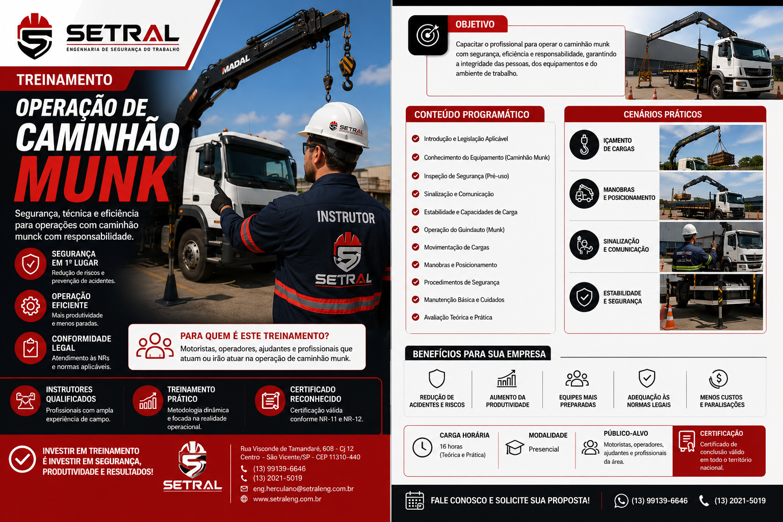Arte informativa do treinamento de operação de caminhão guindauto Munck