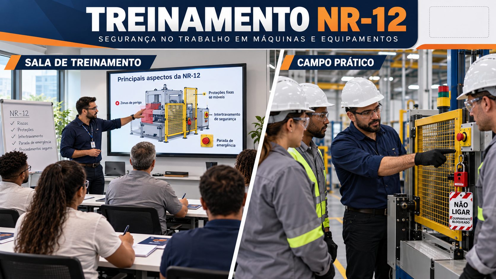 Ilustração de operação segura de máquinas e equipamentos: atividades em sala e exercício prático